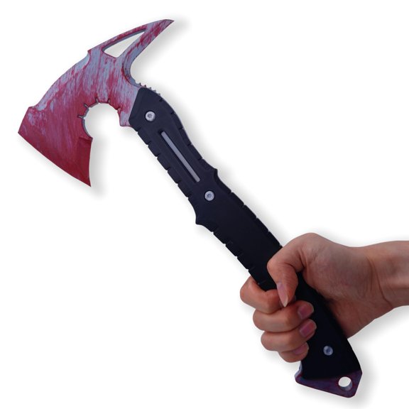 14.5 inch Plastic Hatchet Axe Model, Realistic Survival Hatchet Prop for Leon Cosplay, Halloween, Game Collection, Display & Training, Safe Blunt Edge Design (Grey)