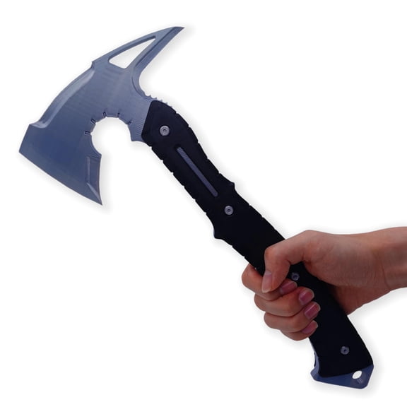 14.5 inch Plastic Hatchet Axe Model, Realistic Survival Hatchet Prop for Leon Cosplay, Halloween, Game Collection, Display & Training, Safe Blunt Edge Design (Grey)