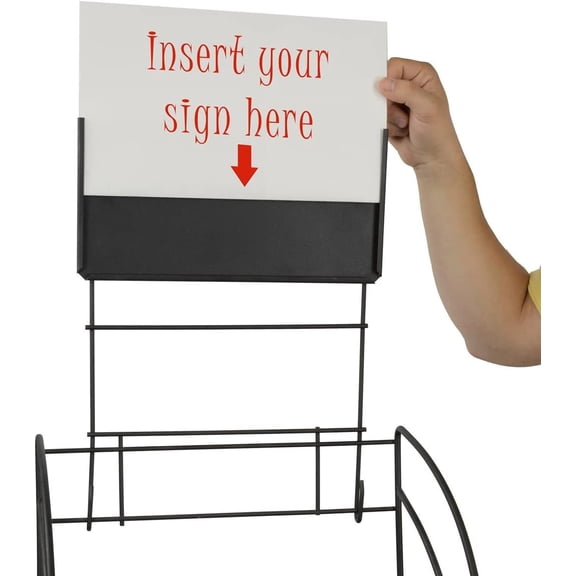 14.5" w Wire Shelving Unit with Locking Wheels, 3 Display Levels, Retail Store Fixture Includes Removable Sign Holder (Black)$$Other