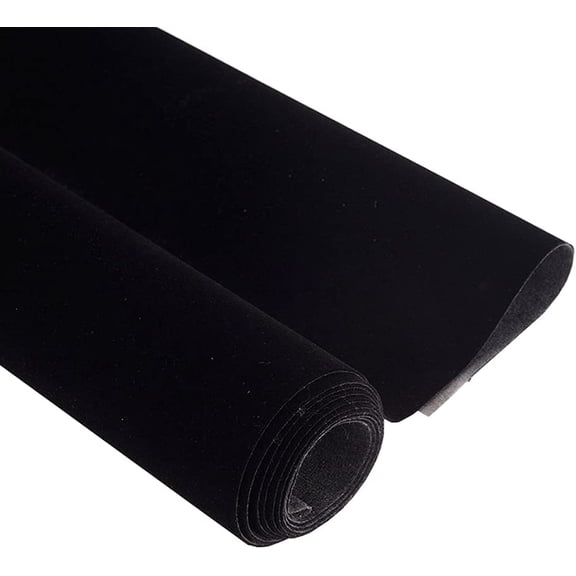 14.5"x78.7" Self Adhesive Velvet Drawer Liner Roll Felt Fabric Velvet Flocking Liner for Jewelry Drawer Box Shelf Crafts (Black)