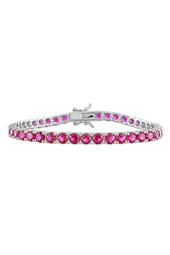 14.50 Carat (Ctw) Lab-Created Ruby Tennis Bracelet in Sterling Silver (7.25 inches) for Women