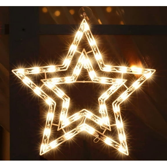14" 50 Lighted Star Christmas Window Silhouette Decoration Lights for Christmas,Party,Home,Patio Lawn,Garden