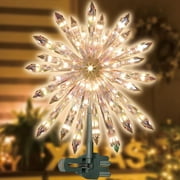 14 50L Lighted Christmas Crystal Snowflake Christmas Tree Topper, 11.25in, Clear
