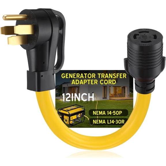 14-50P to L14-30R Generator Adapter Cord Compatible with Nema, 50amp Male to 30amp Locking Female Generator Transfer Switch to House Inlet Box Adapter, STW 10 Awg/4c, Etl Listed