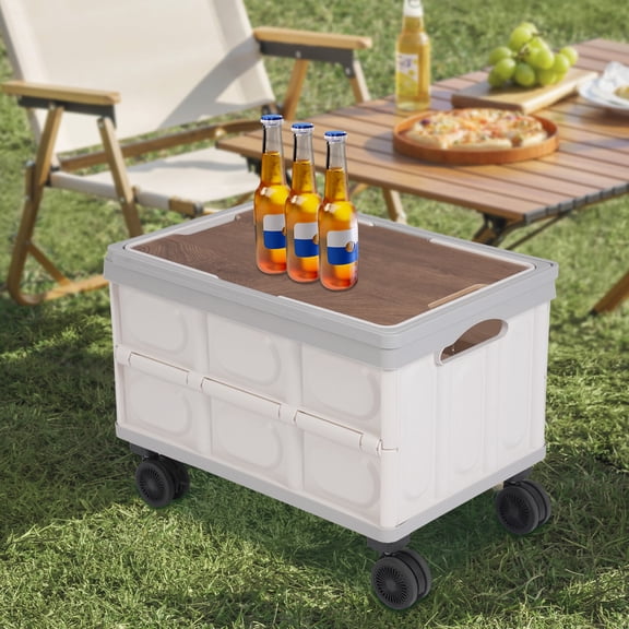 14.53 Gal Large Capacity Rolling Cart, Foldable Organizer, Rectangle Foldable Box for Outdoor and Indoor