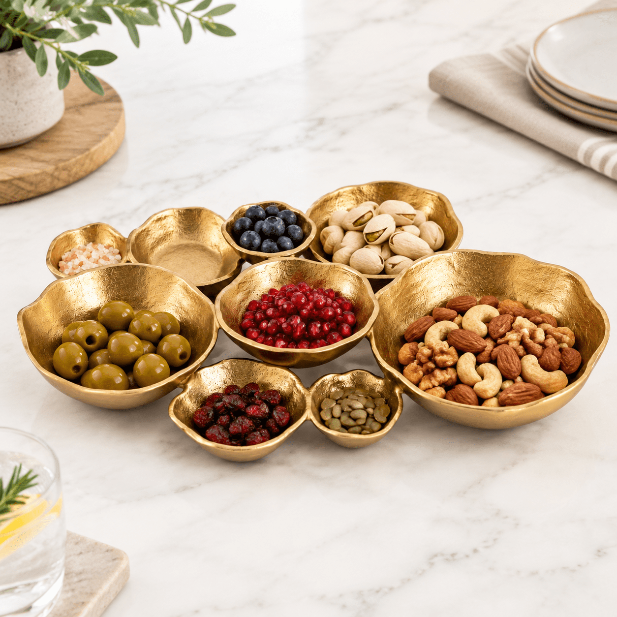 Rustic Bowl Set 14.53 x 10.20 x 3.31 Inch 9 Bowl Cluster Serving Set, Rustic Finish ...