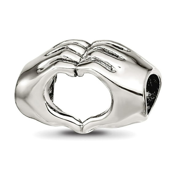 14.55mm 925 Sterling Silver Polished Reflections Love Heart Hands Bead Charm Pendant Necklace for Women