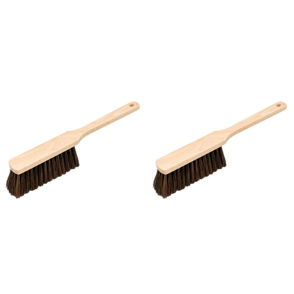 14.57" Wooden Dust Brush with Long Handle – Soft Bristle Hand Broom for Sweeping Floors, Counters, Cars & Fireplaces – Bench Brush for Sofa, Bed, and Household Cleaning