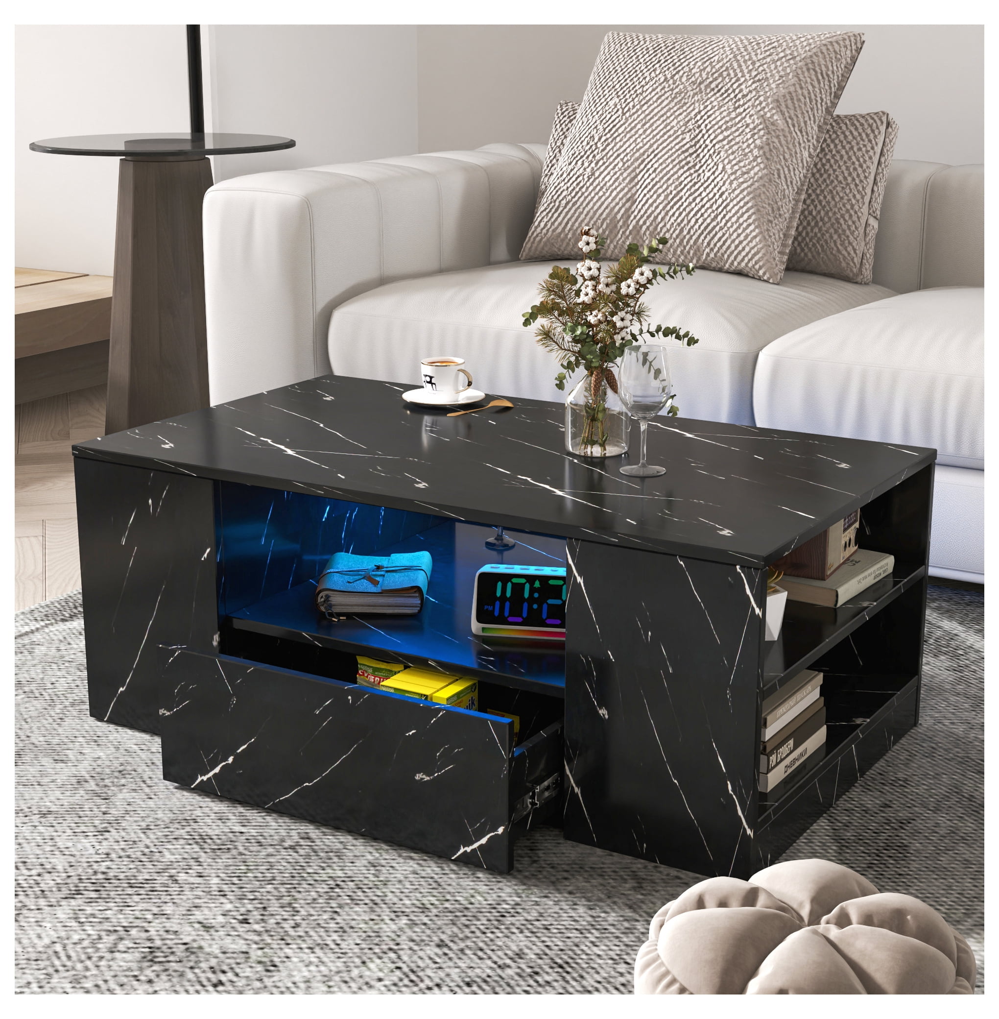 14.57IN High LED Coffee Table ,Modern Coffee Tables for Living Room ...