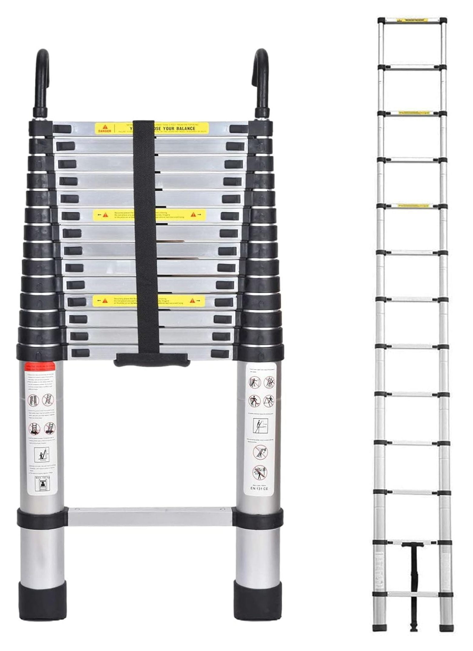 14.5FT Telescoping Ladder Aluminum DIY RV Extension Folding Ladder with ...