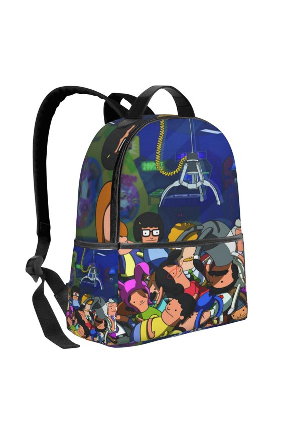 14.5In Cartoon Bob's Bur-Ger Backpack Cute Travel Bag Funny Lightweight Bookbag