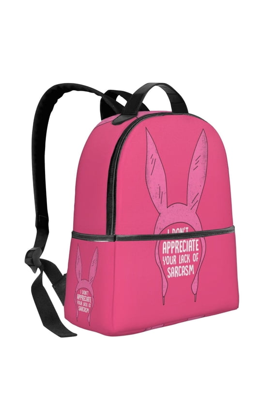 14.5In Cartoon Bob's Bur-Ger Backpack Cute Travel Bag Funny Lightweight Bookbag