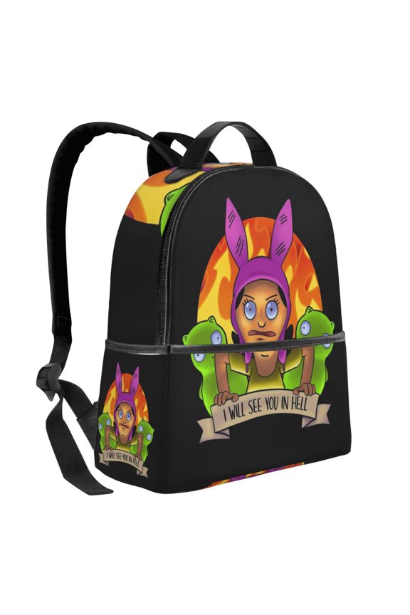 14.5In Cartoon Bob's Bur-Ger Backpack Cute Travel Bag Funny Lightweight Bookbag