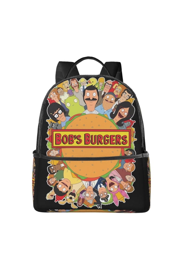 14.5In Cartoon Bob's Bur-Ger Backpack Cute Travel Bag Funny Lightweight Bookbag