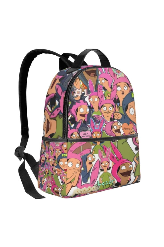 14.5In Cartoon Bob's Bur-Ger Lou-ise Backpack Cute Travel Bag Funny Lightweight Bookbag