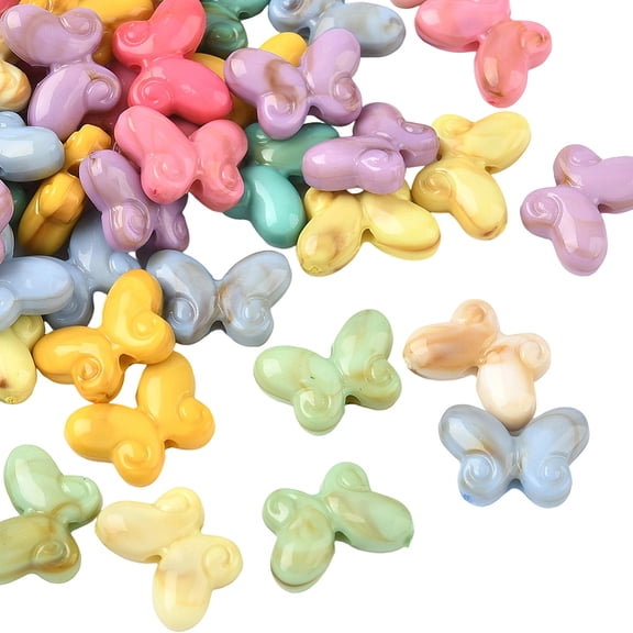 14.5MM 300PCS Gemstone Butterfly Beads with Hole Acrylic Imitation Stone Colorful Resin Pony Insect Charms Loose Spacer Bead Bulk DIY