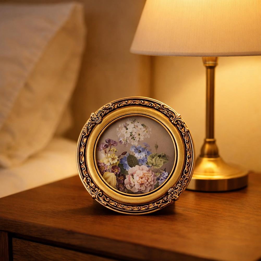 14.5cm Vintage Picture Frame, Round Resin Wall Mounting Frame for ...