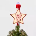 thumbnail image 1 of 14.5in 21 LED Light Santa Stop Here Christmas Tree Topper Red, 1 of 3