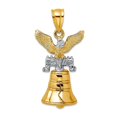 thumbnail image 1 of 14.5mm 14k Two-tone Gold 3-d Liberty Bell With Crack and Spread Eagle Top Moveable Charm Pendant Necklace for Women, 1 of 2