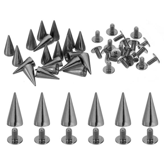 14.5mm Studs for Clothing, 20 Sets Studs and Spikes Leather Rivets for Clothing Leather Punk, 7x14.5mm, Black