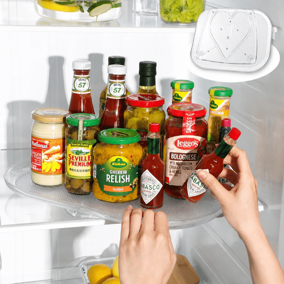 Lazy Susan Organizer 14.56 inch Rectangular Rotating Fridge Cabinet Pantry Sauces Condiments Home