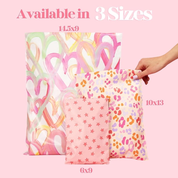 14.5x19 Designer Poly Mailer 100 Pack Heavy Duty Waterproof Self Seal Shipping Bags for Small Business Large Mailing Envelopes Bulk Tear Resistant Packaging Pink Bows Coquette