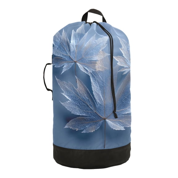 14.5x29.3in Laundry Backpack Bag with Drawstring & Adjustable Straps Heavy-Duty Wash Bag for Travel Storage Camping Glass Mapleleaves