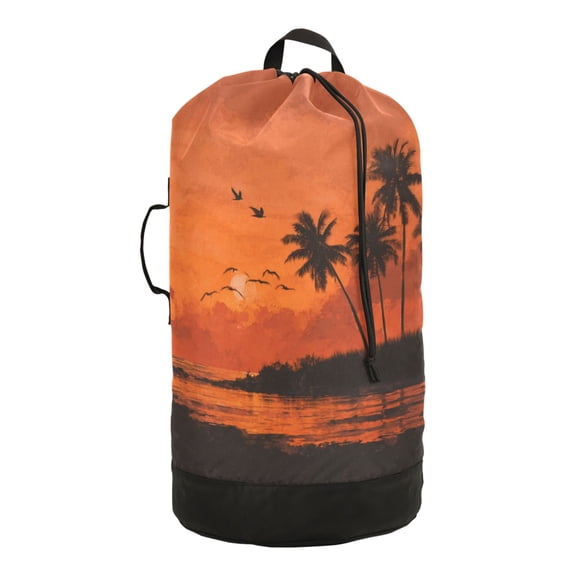 14.5x29.3in Laundry Backpack Bag with Drawstring & Adjustable Straps Heavy-Duty Wash Bag for Travel Storage Camping Magnificent Sunset Scene