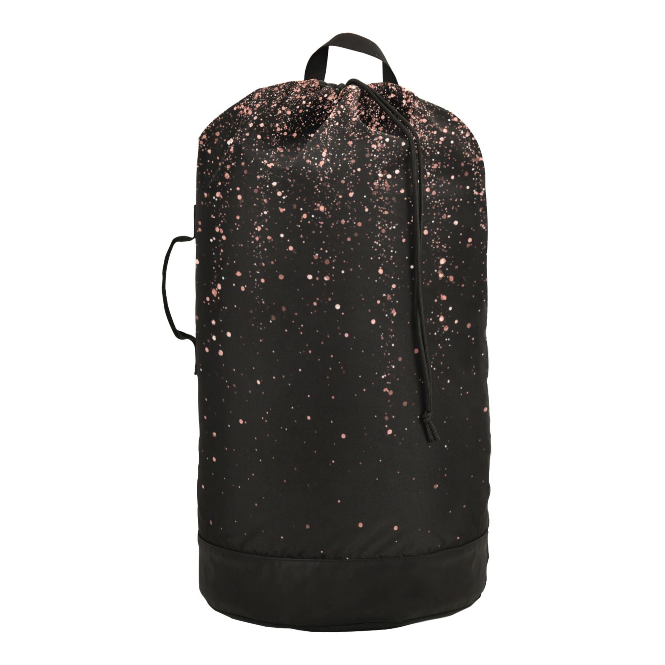 14.5x29.3in Laundry Backpack Bag with Drawstring & Adjustable Straps Heavy-Duty Wash Bag for Travel Storage Camping Rose Gold Glitter