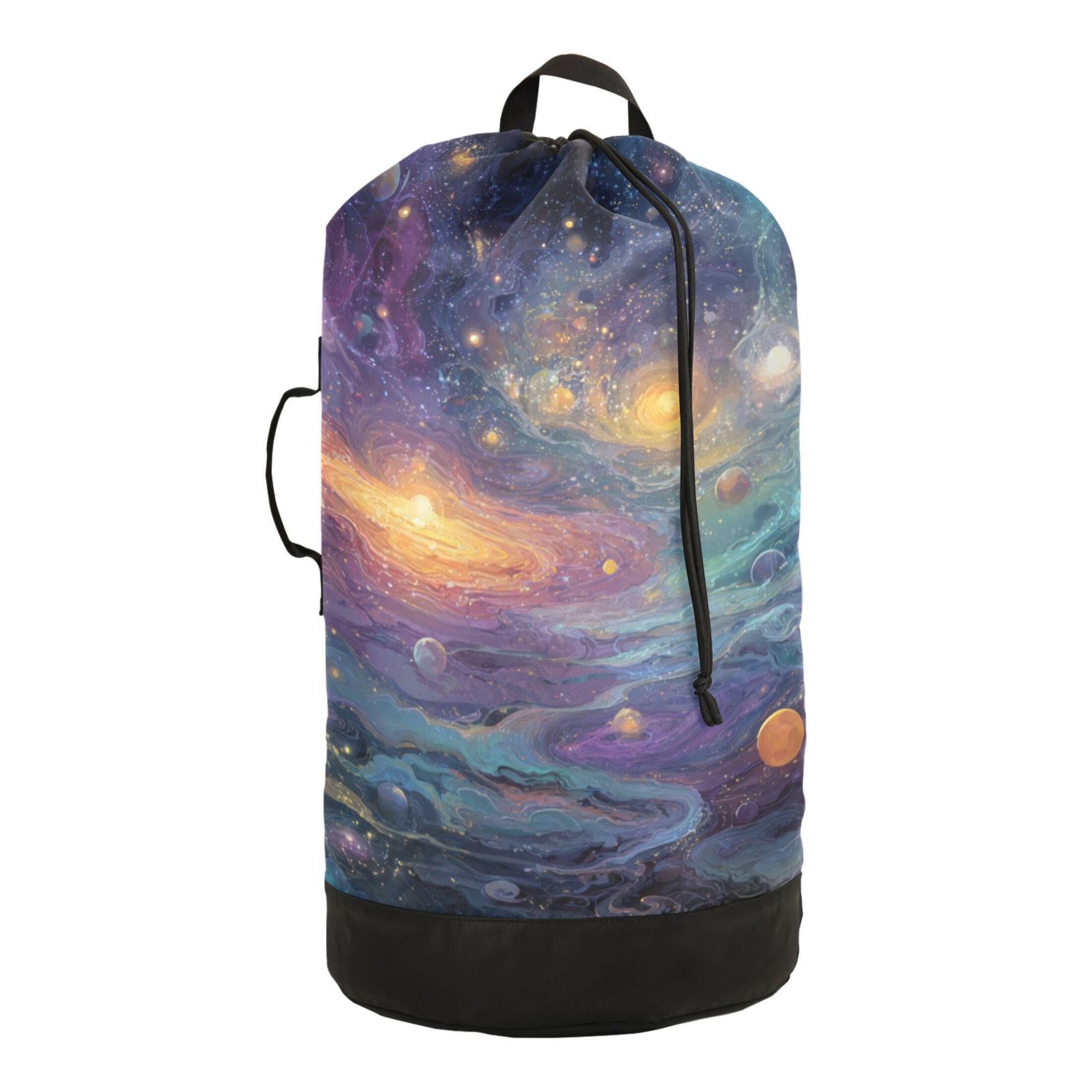14.5x29.3in Laundry Backpack Bag with Drawstring & Adjustable Straps Heavy-Duty Wash Bag for Travel Storage Camping Vibrant and Colorful Universe