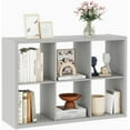 thumbnail image 1 of 14.6 * 43.8 * 30.7 inches 2x3 Cube Storage Book Shelf, Engineered Wood 6 Cube Closet Organizer with Open Shelves, Wooden Storage Cubes for Bedroom, Bathroom, Office, Light Gray, 1 of 14