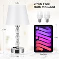 thumbnail image 1 of 14.6''  Bedside Lamps Set of 2 with USB +C Charging Ports and AC Outlet, 3 Way Dimmable Touch Control Silver Nightstand, 1 of 6