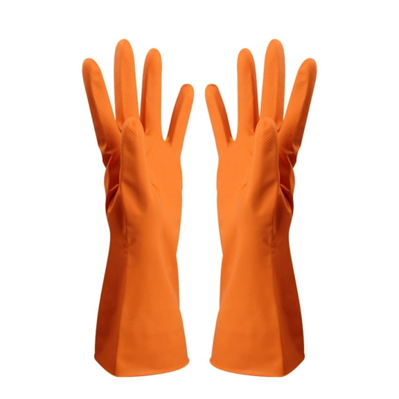 14.6" Length Non-Slip Nitrile Chemical Resistant Gloves, Multi-Use Reusable Heavy Duty Safety Work Gloves, Acid, Alkali, Solvent and Oil Protection, Latex Rubber Free(Orange,14.6x3.9")