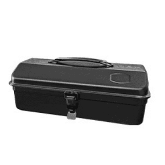 14.6" Metal Tool Box with Inner Tray & Leather Grip, Steel Hip Roof Toolbox for Garage, Truck, Tractor & Home Storage (black)(XX)