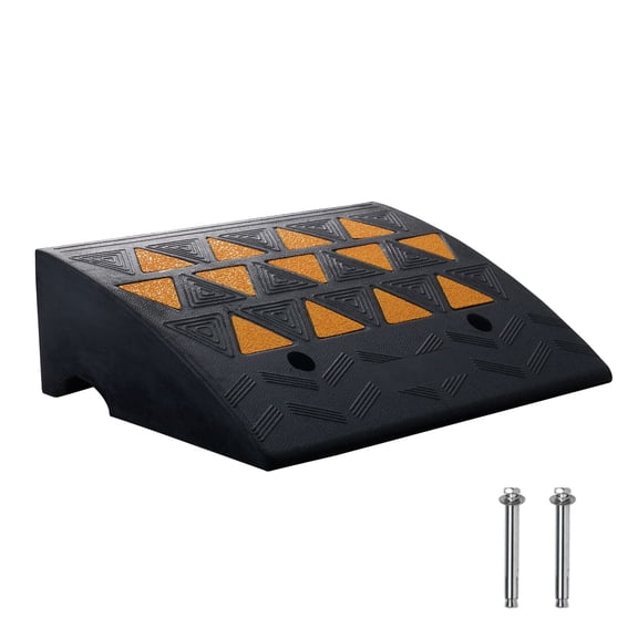 Rubber Curb Ramp 6 Inch Rise, 15 Ton Heavy Duty Driveway Ramp, 14.6 x 19.3 Inch Natural Rubber Sidewalk Ramp for Cars, Trucks, Forklifts, Wheelchairs, Bikes, Carts and Garage Access