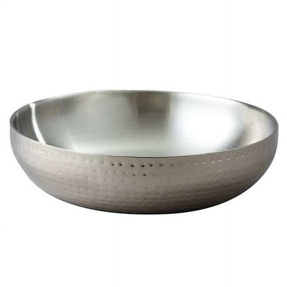 14.6 in. Dia. Double Wall Stainless Steel Serving Bowl, Hammered Finish