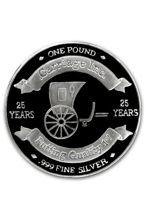14.6 oz Silver Round - 25th Anniversary Carriage Inc. (1968-93)