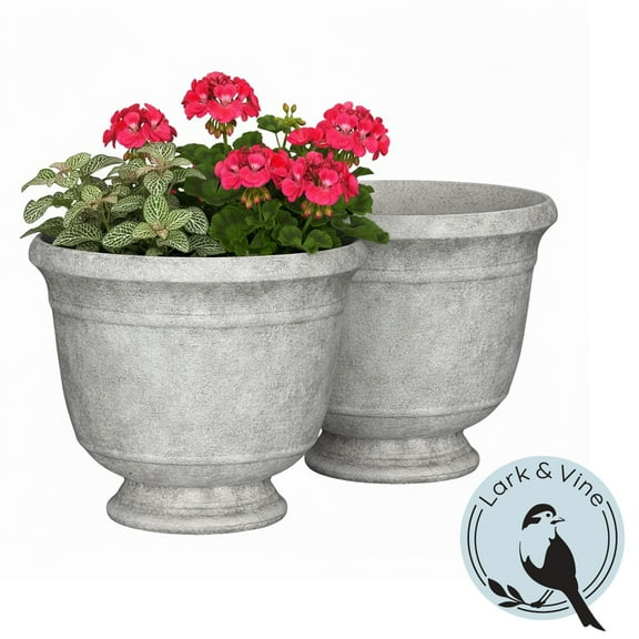 Lark & Vine 14.6" x 14.6" x 12.2" Cement Resin Concrete Urn Set of 2