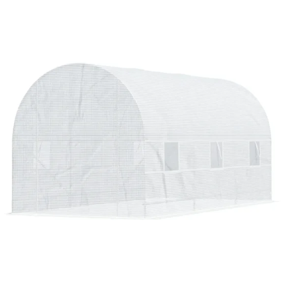 14.6' x 6.6' Walk-In Tunnel Greenhouse with Mesh Windows, White