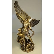 14.63 Inch Saint Michael Tramples Demon Cold Cast Bronze Figurine