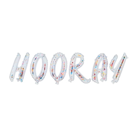 Multicolor Hooray Confetti Metallic Foil Balloon Banner, 9 Pieces, by Way To Celebrate