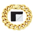 thumbnail image 1 of 14.6mm 14k Yellow Gold Plated Flat Curb Chain Bracelet, 9 inches, 1 of 7