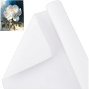 14.7 Inch x 5.5 Yards Double Primed Cotton Canvas White Canvas Roll 0.3mm Thick Cotton Canvas Roll for Painting Double Primed Gesso Canvas Paper for Oil and Acrylic Paint Art Projects DIY