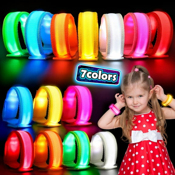 14/7 PCS LED Glow Bracelets, LED Light Up Bracelets for Kids Adults,Glow in The Dark Party Favors Supplies for Night Events Halloween, Christmas,Concerts Rave Sports Accessories...