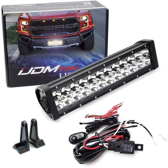 14" 72W High Mini Power Double-Row LED Light Bar Kit w/ Relay Wiring Harness For Off-Road Truck SUV Jeep