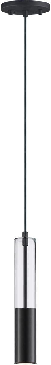 Black Glass LED Pendant Light with Clear Shade