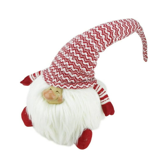 14.75" Red and White "Chipper Chester" Sitting Chubby Santa Gnome Table Top Christmas Figure