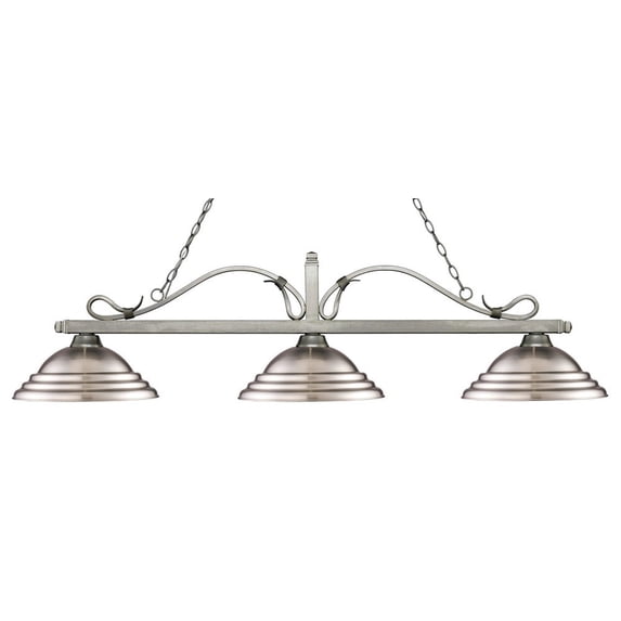 Zlite 114-3AS-SBN 3 Antique Silver Billiard Light - Stepped Brushed Nickel
