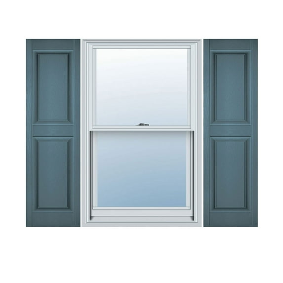14.75 in. W x 35 in. H Builders Edge, Standard Two Equal Panels, Raised Panel Shutters, Includes Matching Installation Spikes, 004 - Wedgewood Blue