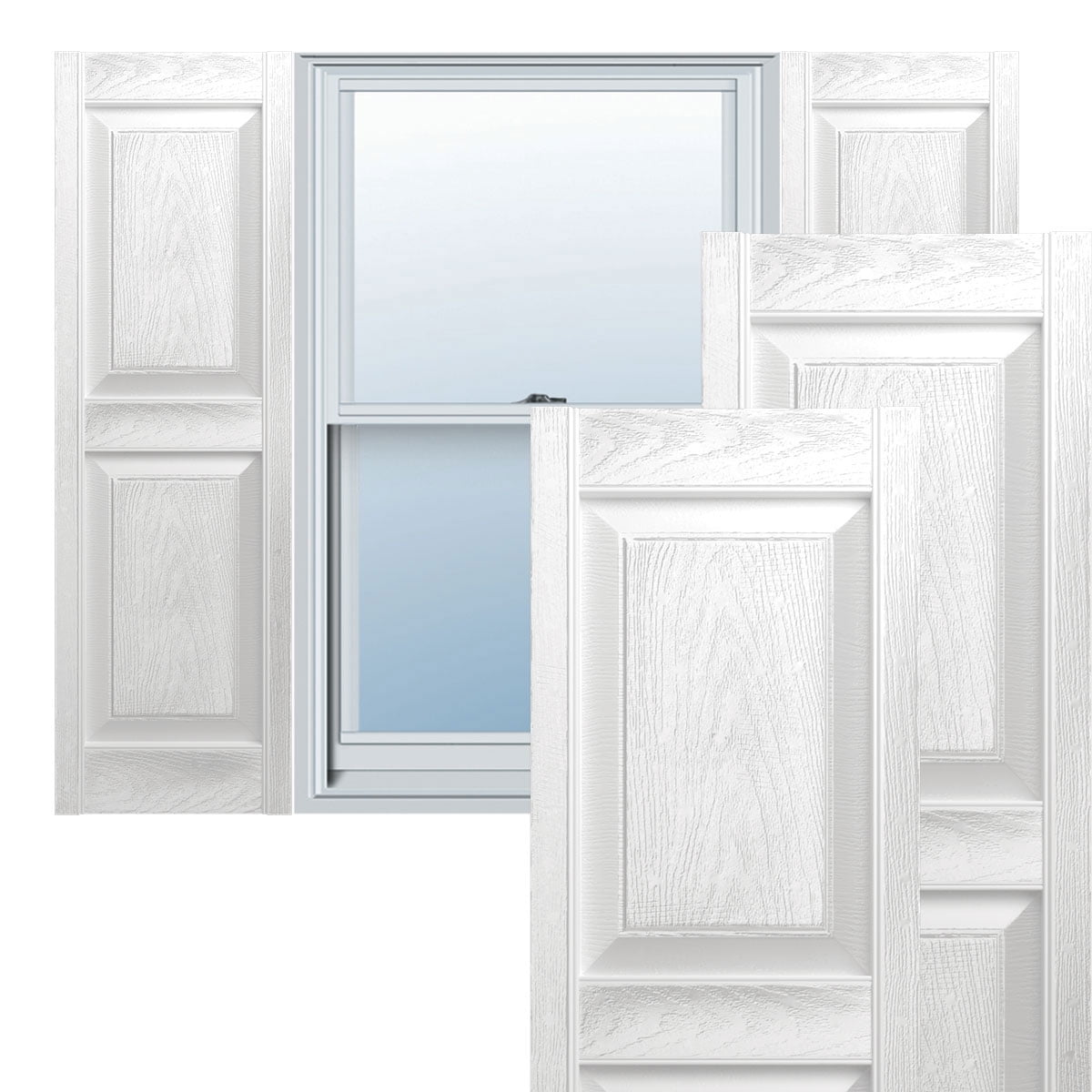 14.75 in. W x 55 in. H Builders Edge, Standard Two Equal Panels, Raised Panel Shutters, Includes Matching Installation Spikes, 001 - White
